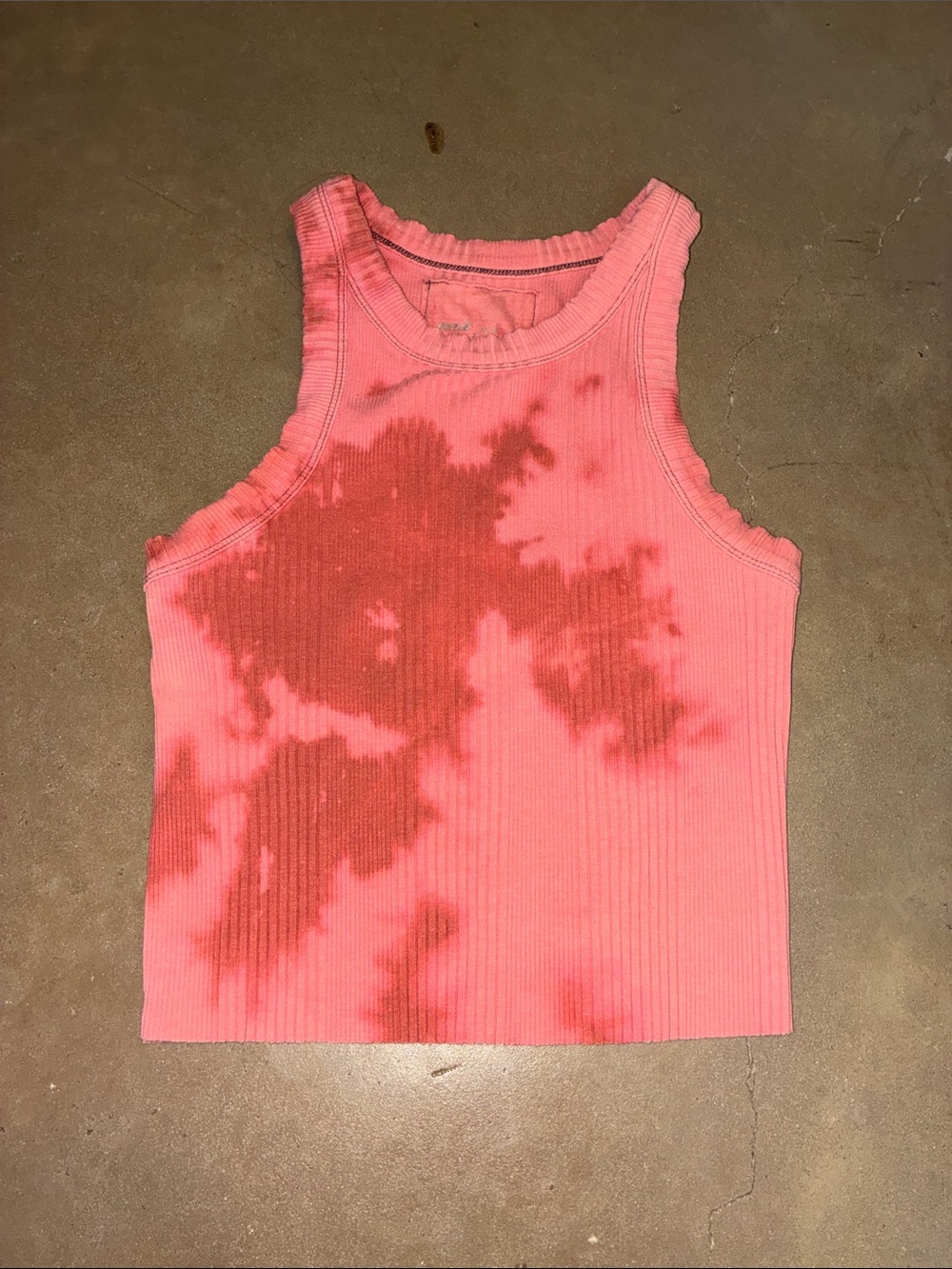 aerie Pink/red Tie-Dye Ribbed Tank